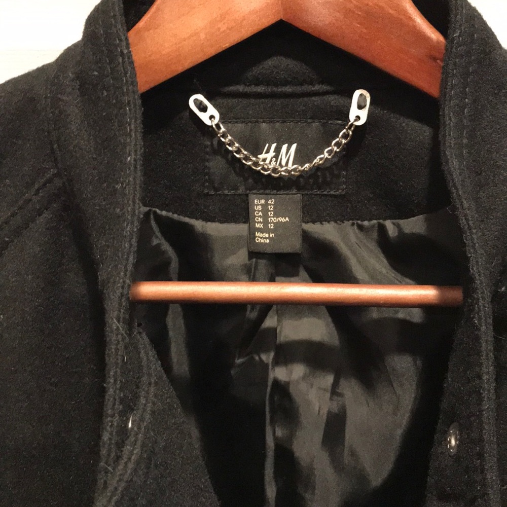 Black wool biker coat